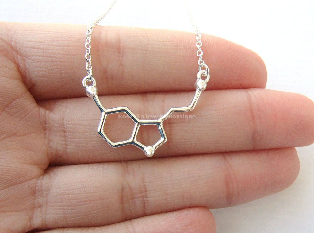 Serotonin Molecule Necklace for Science Lovers - Happiness Molecule Necklace-Rosa Vila Boutique